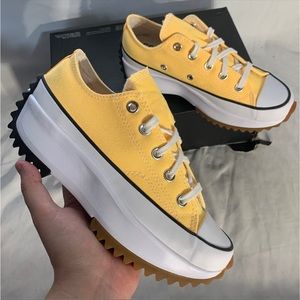 Converse Run Star Hike Ox Citron Yellow White Black Platform Shoes Womans 5.5